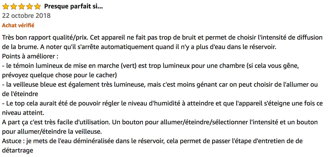 commentaire humidificateur Pro Breeze